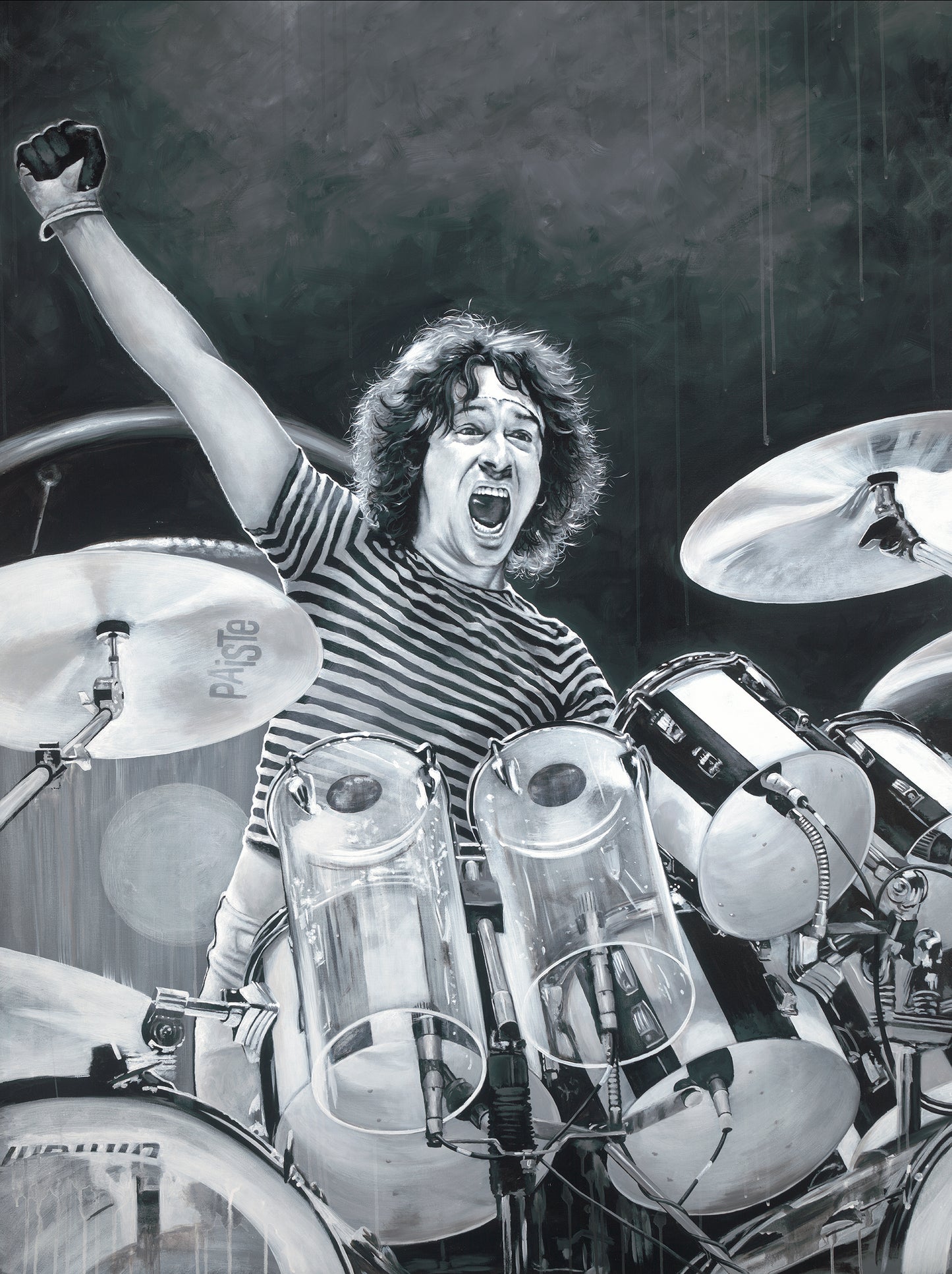 'One Foot Out the Door' Mixed Media Original by John Douglas of Alex Van Halen Signed