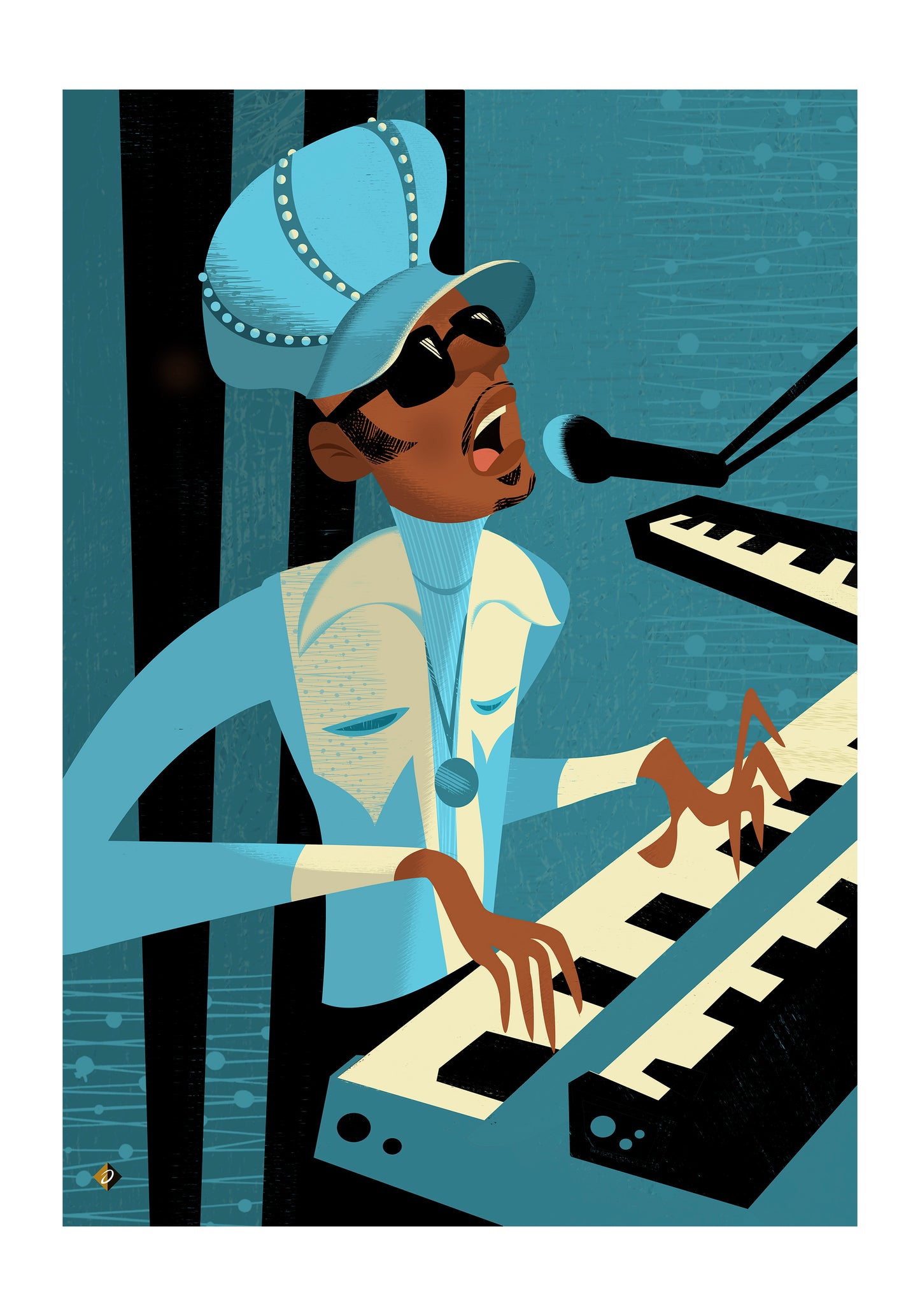 'Stevie Wonder' Limited Edition Fine Art Print by Artist Alan Bodner