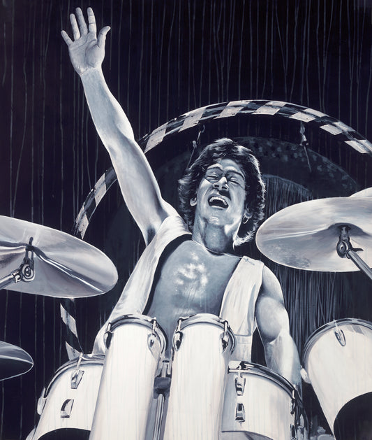'Big Al' Original Painting by John Douglas of Alex Van Halen with Signed White Drums