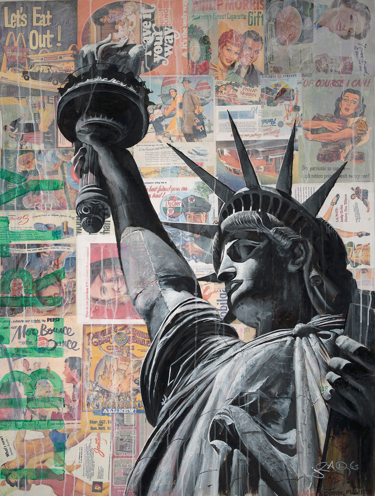 'Statue of Liberty' Original Acrylic on Canvas Painting by John Douglas