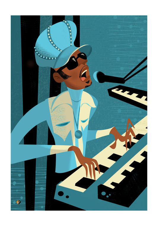 'Stevie Wonder' Limited Edition Fine Art Print by Artist Alan Bodner