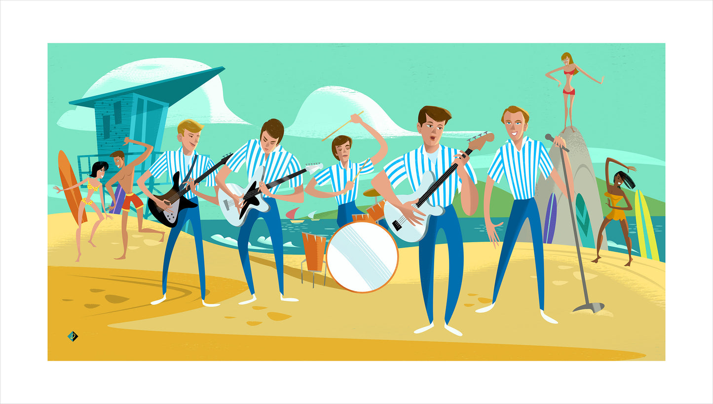 'Beach Boys' Limited Edition Fine Art Print by Artist Alan Bodner