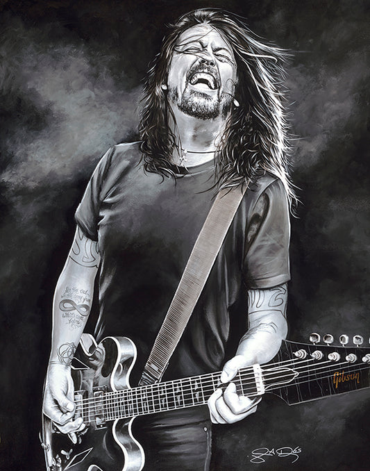 'It's Times Like These' Mixed Media Original by John Douglas of Dave Grohl Guitar