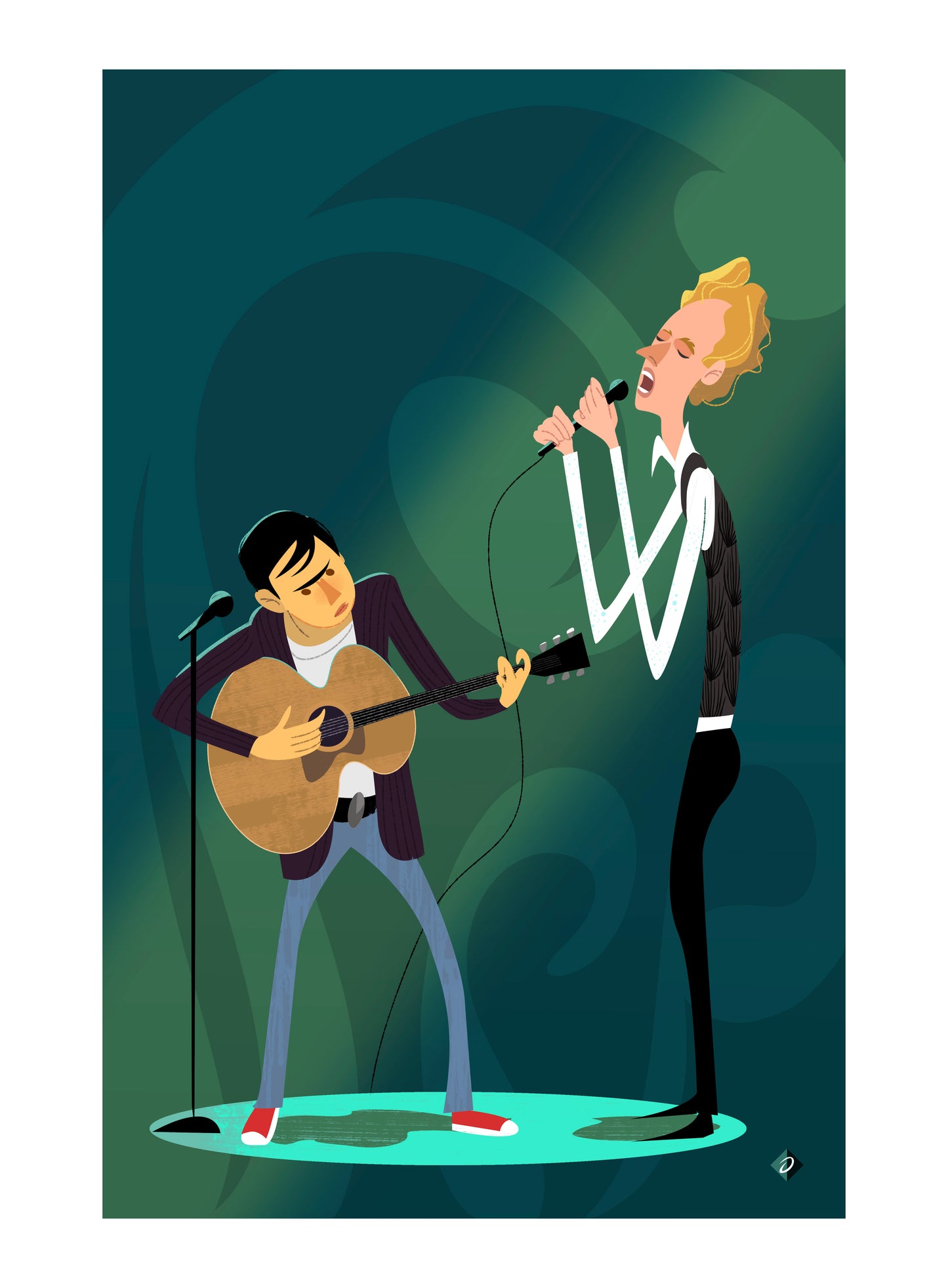 'Simon & Garfunkel' Limited Edition Fine Art Print by Artist Alan Bodner